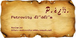 Petrovity Ádám névjegykártya