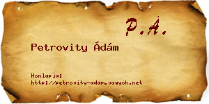 Petrovity Ádám névjegykártya