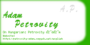 adam petrovity business card